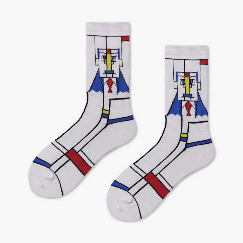 Creative And Minimalist Printed Casual Breathable Mid Length Socks