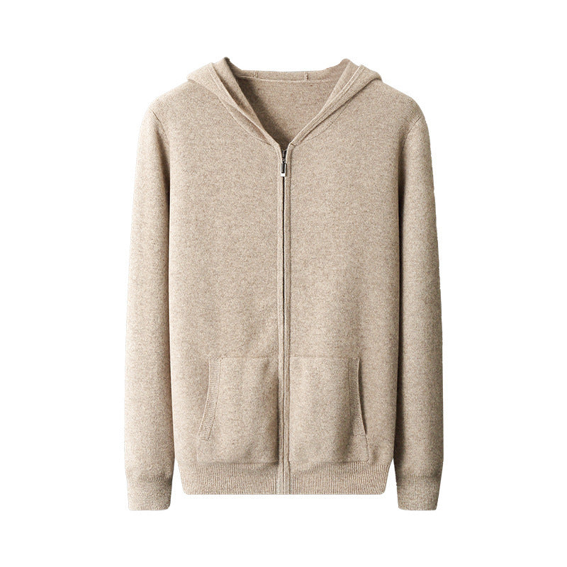 Casual Zipper Hooded Wool Cardigan For Men