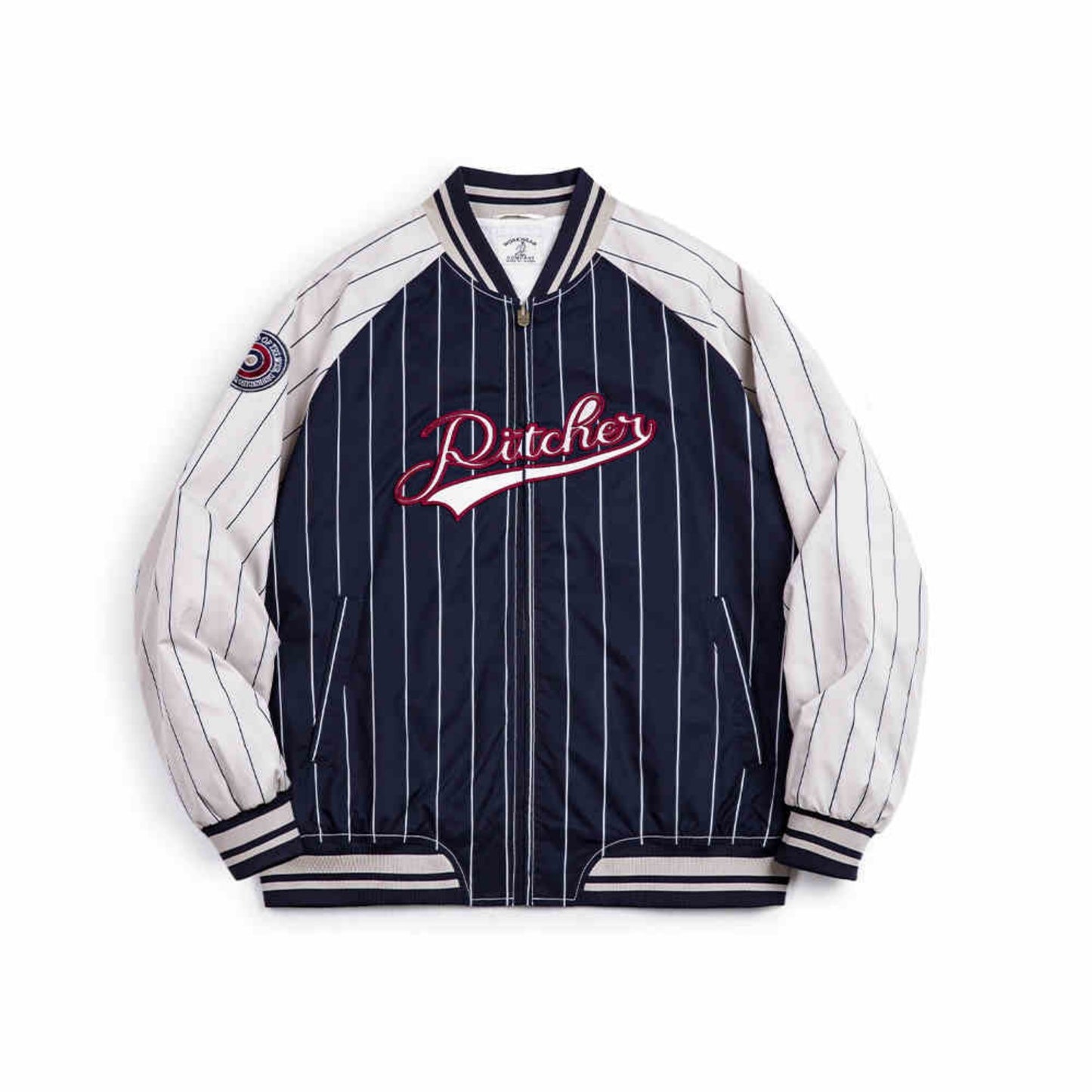 Workwear American Retro Striped Baseball Jacket