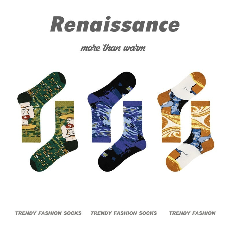 Renaissance Original Tube Socks Simple Letters Men