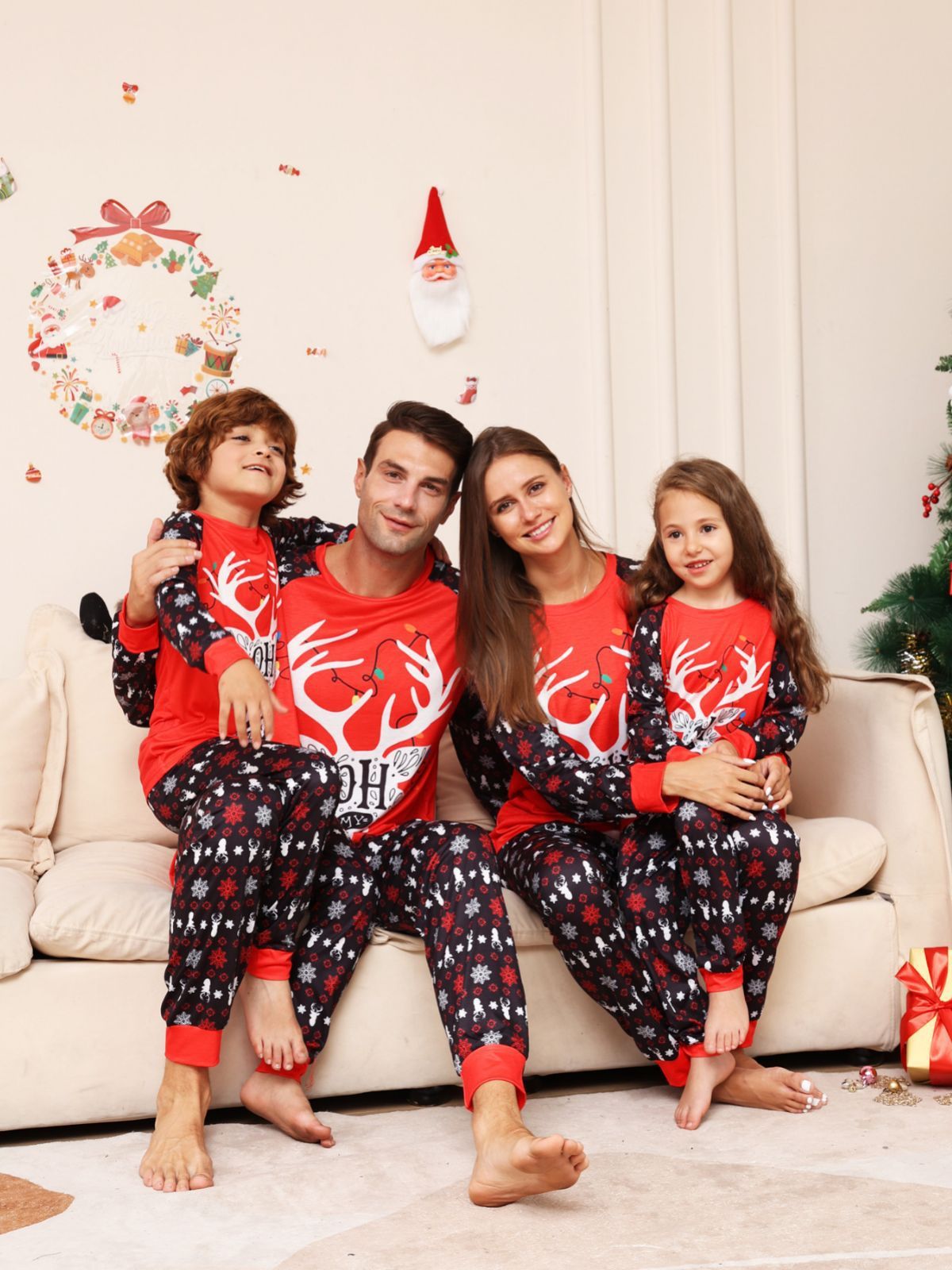 New Letter Snowflake Deer Christmas Parent-child Suit Printed Homewear Pajamas