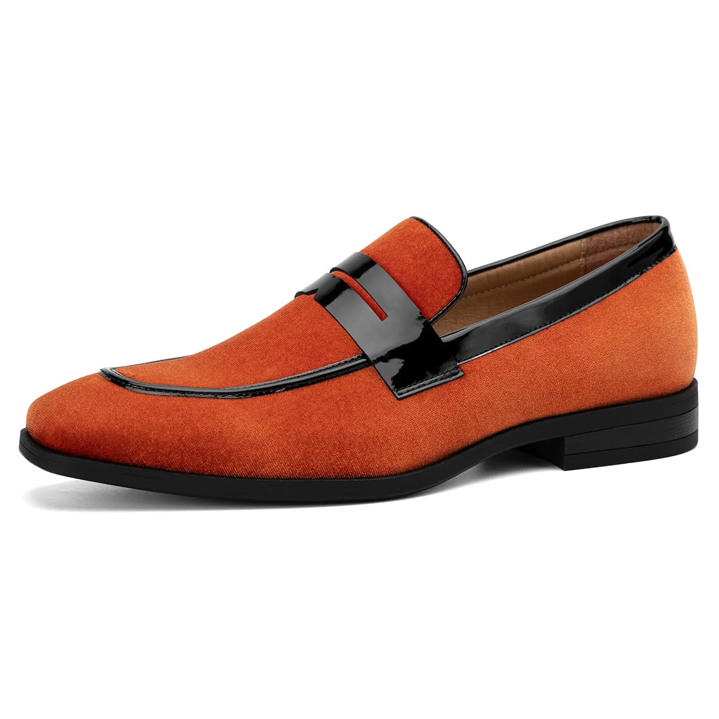 JITAI Mens Velvet Loafers Dress Shoes Loafers for Men Tuxedo Suit Shoes Orange/24 12 US