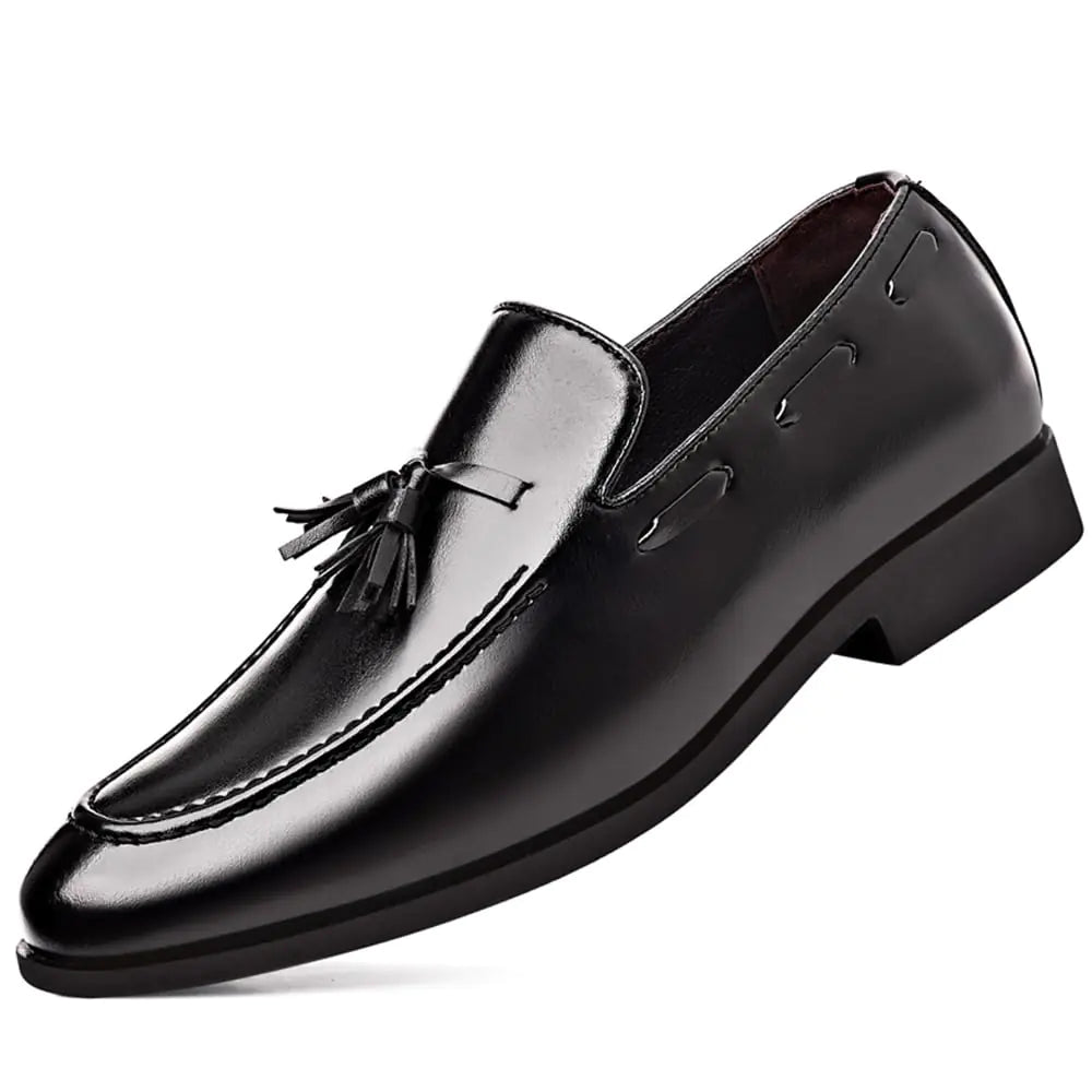 ZUAUOOT Mens Loafers Dress Shoes Loafers Formal Tassels Business Casual Tuxedo Shoes Black 44