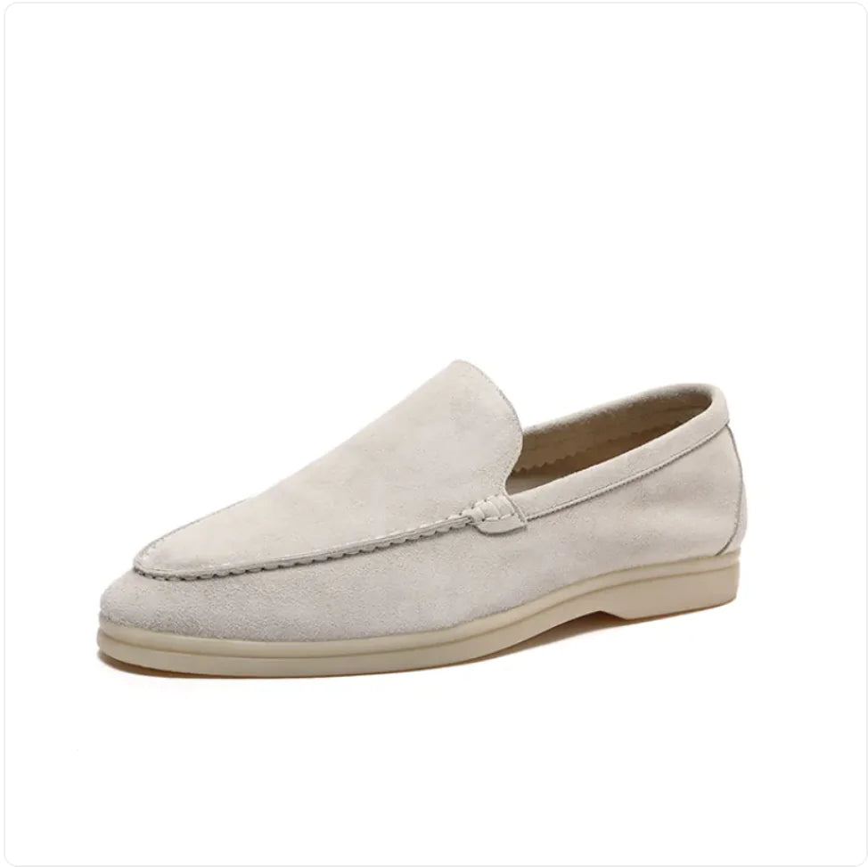 Men's Nubuck Sheepskin Loafers with Soft Sole