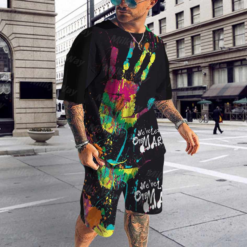 Men's 3D Digital Printing Casual Outfit Top Shorts