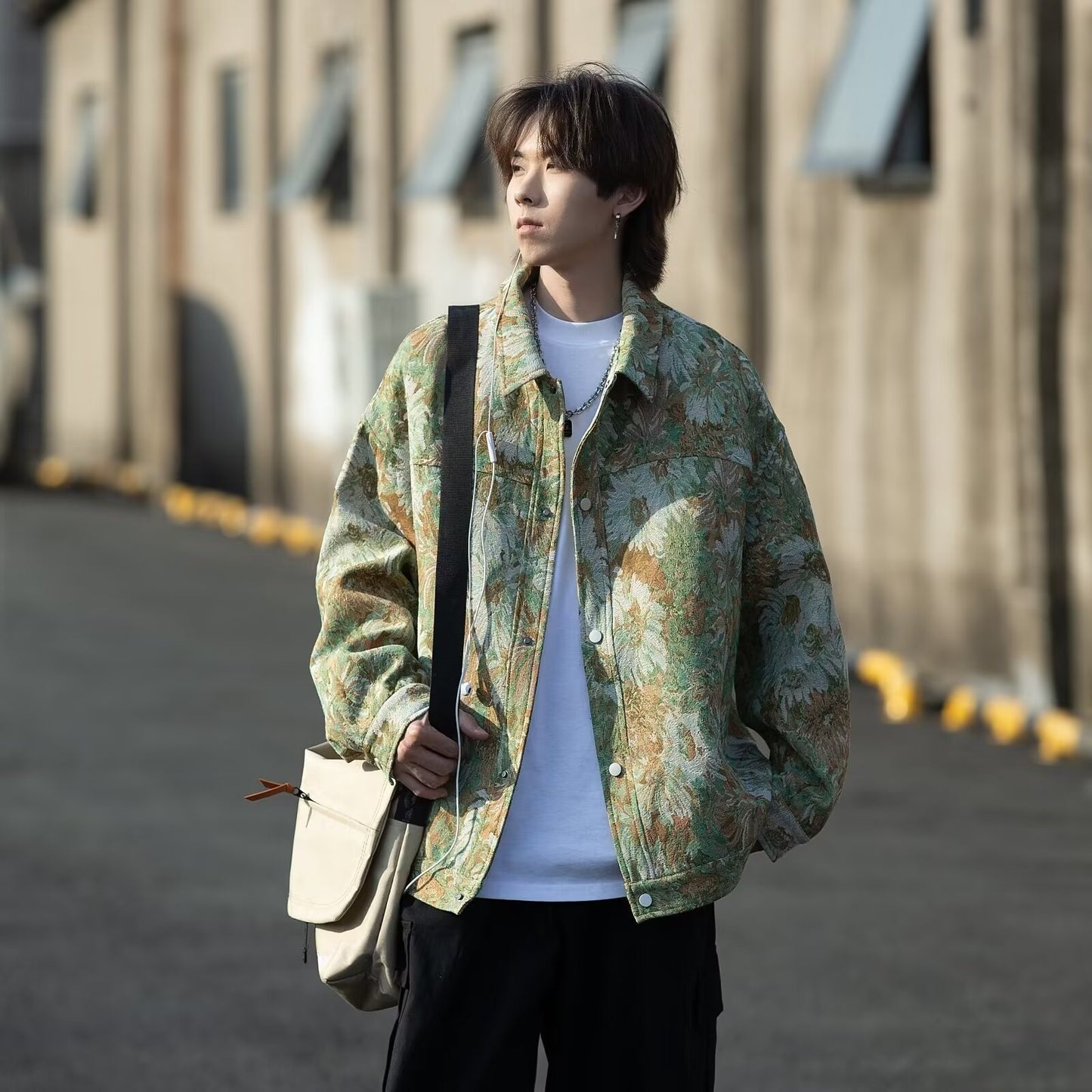 Vintage Jacket Men's Loose Floral Embroidery Coat