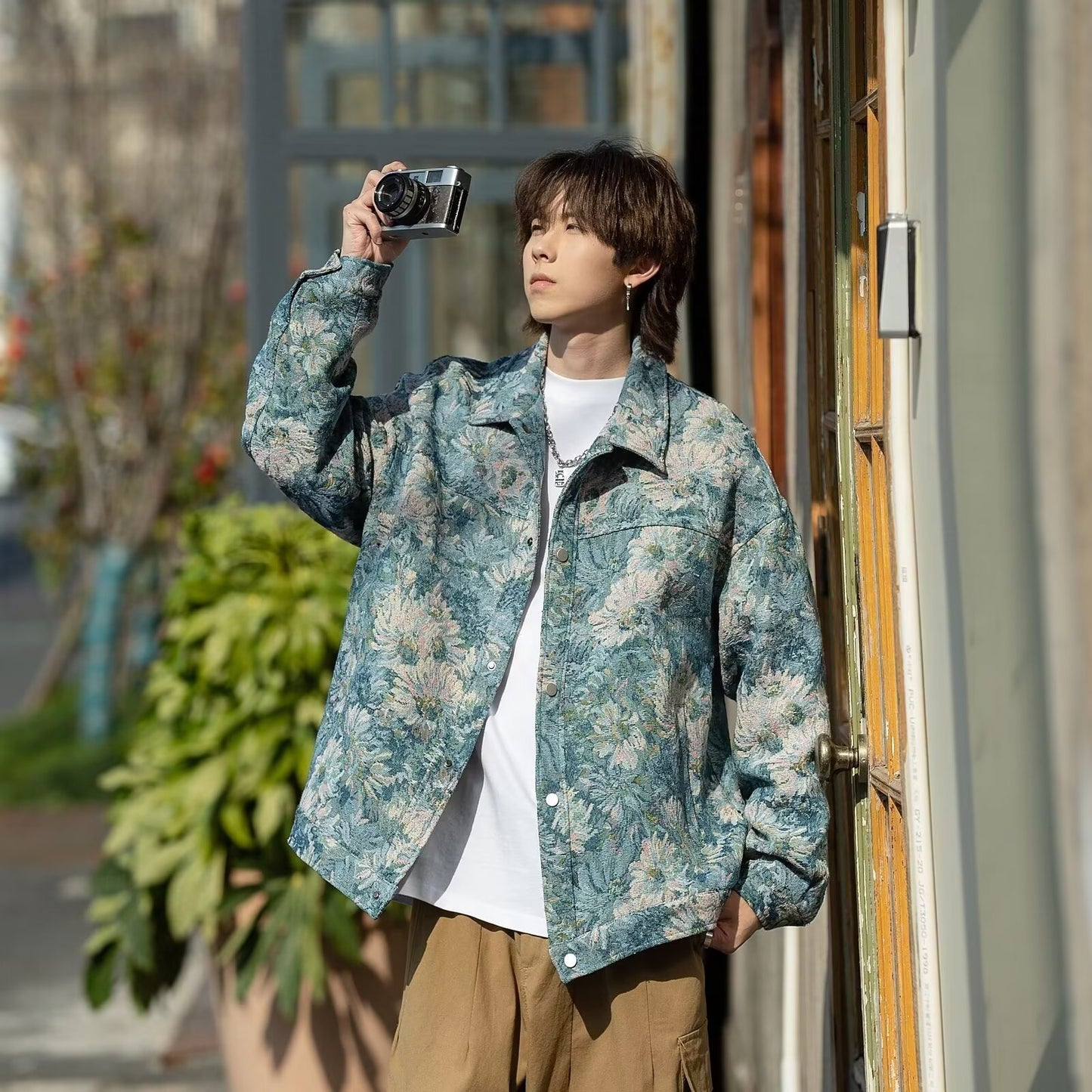 Vintage Jacket Men's Loose Floral Embroidery Coat