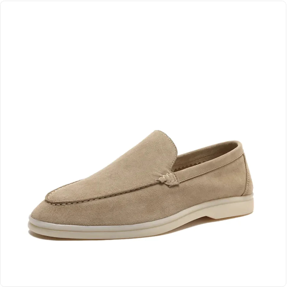 Men's Nubuck Sheepskin Loafers with Soft Sole