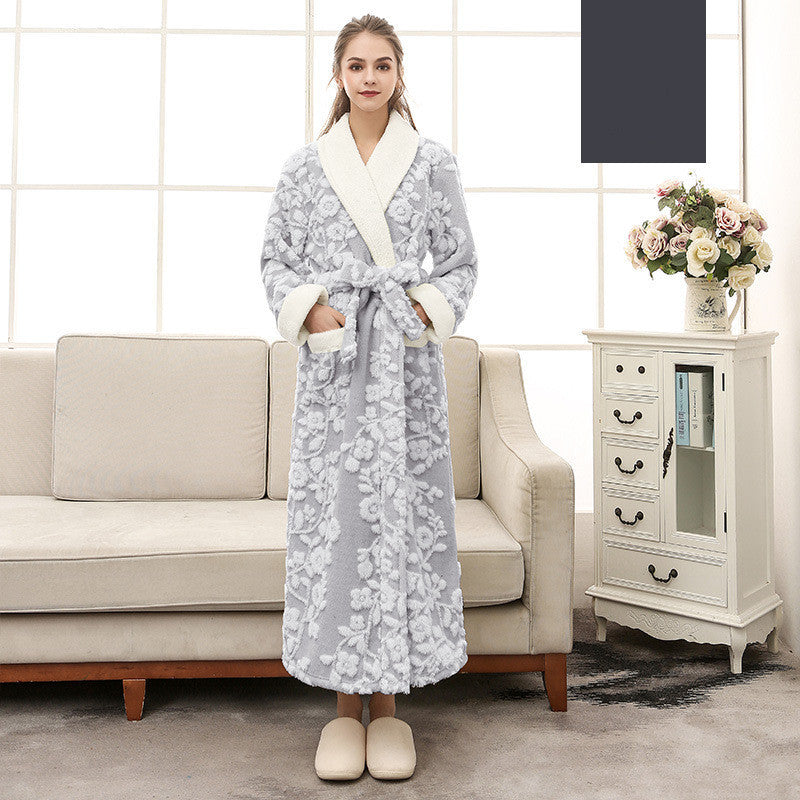 Jacquard Double Layer Thickened Flannel Nightgown