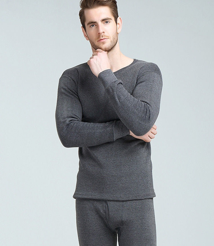 Men's Thermal Underwear Fleece-lined Thickened Long Johns Top & Bottom