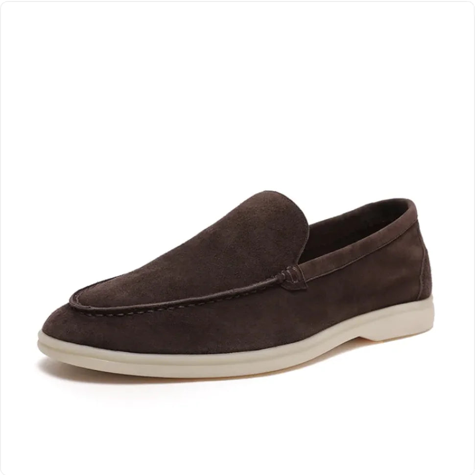 Men's Nubuck Sheepskin Loafers with Soft Sole