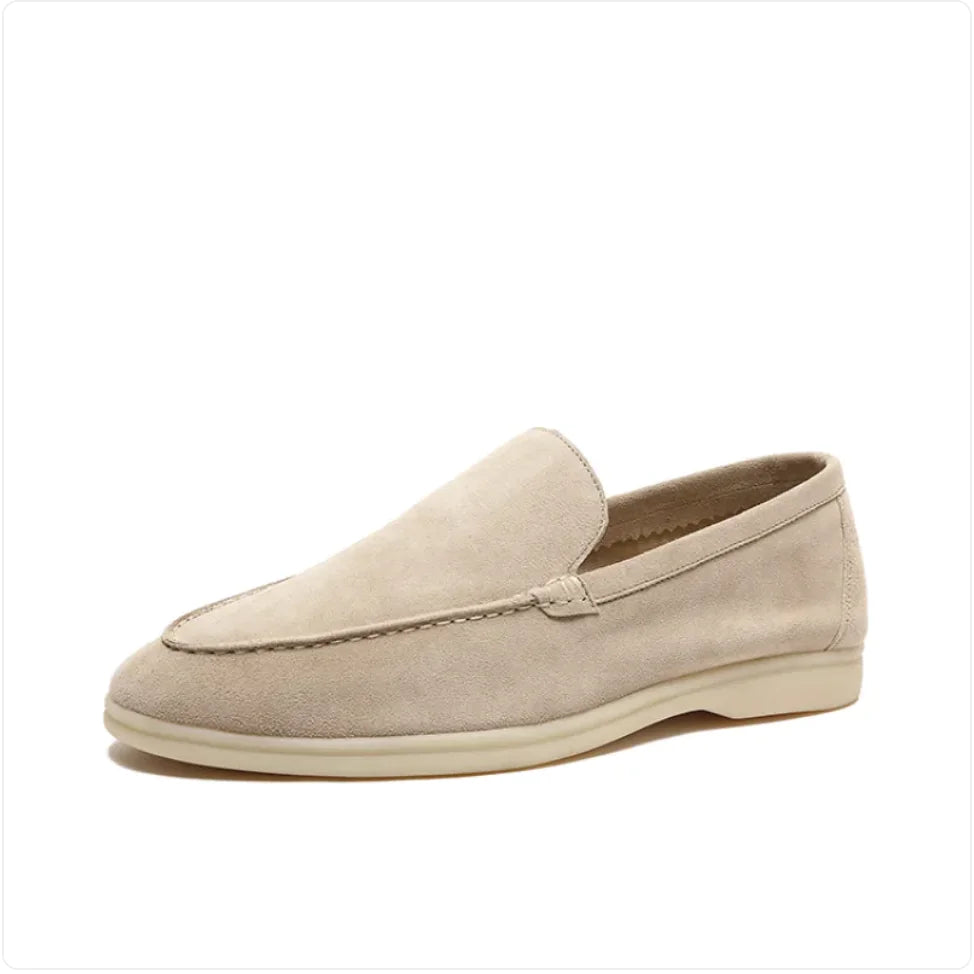 Men's Nubuck Sheepskin Loafers with Soft Sole