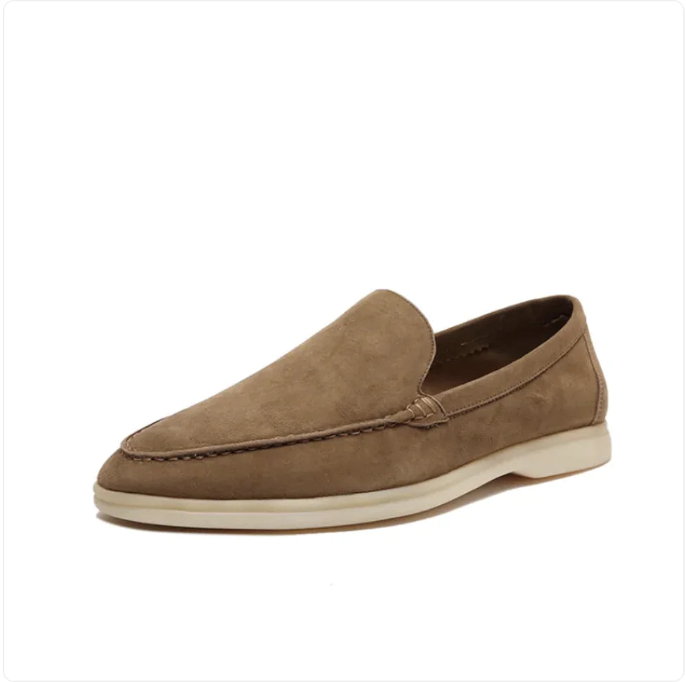 Men's Nubuck Sheepskin Loafers with Soft Sole